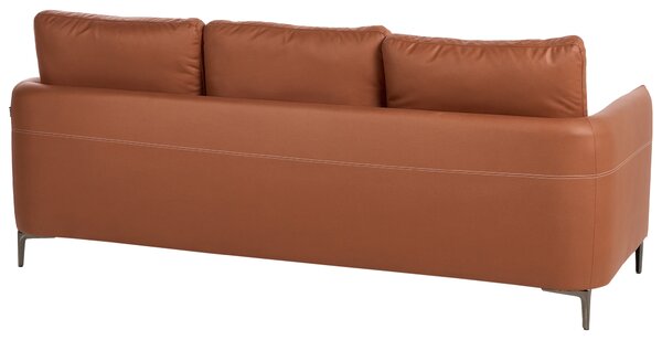 3-miestna pohovka zlatohnedé látkové čalúnenie s kovovými nohami minimalistický mid-century modern štýl obývacia izba