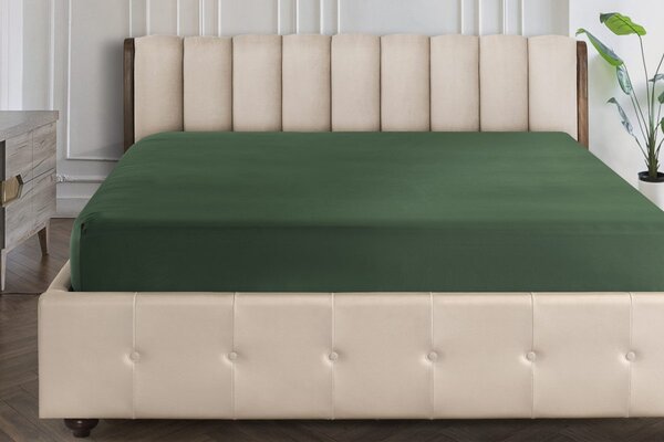 Farebné napínacie prestieradlo Klinmam Home Jersey, farba moss green, 100x200 cm