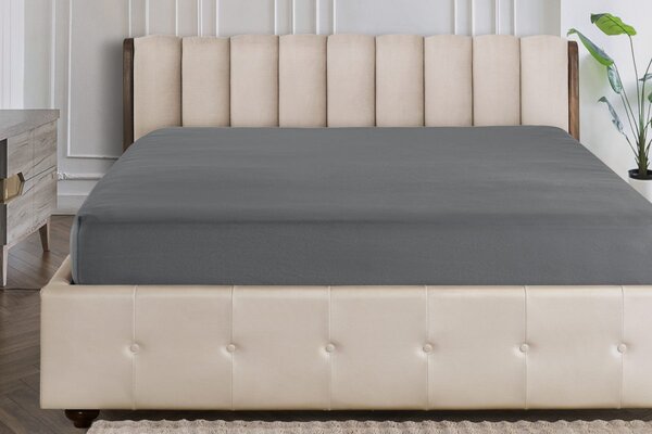 Farebné napínacie prestieradlo Klinmam Home Jersey, farba antracit, 100x200 cm