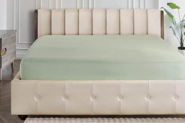 Farebné napínacie prestieradlo Klinmam Home Jersey, farba saga green, 100x200 cm