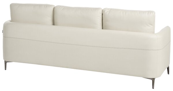 3-miestna pohovka svetlobéžové látkové čalúnenie s kovovými nohami minimalistický mid-century modern štýl obývacia izba