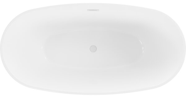 Mexen Eris, voľne stojaca vaňa 155 x 80 cm, biela-čierna, biely prepad, 53441558075-20