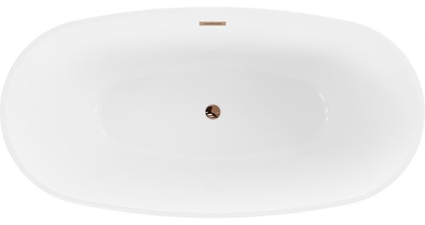 Mexen Eris, voľne stojaca vaňa 155 x 80 cm, biela-čierna, ružové zlato prepad, 53441558075-60