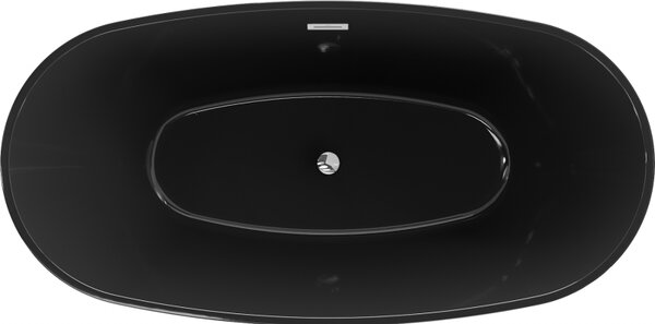 Mexen Eris, voľne stojaca vaňa 170 x 80 cm, čierna, chrómový prepad, 53441708070-01