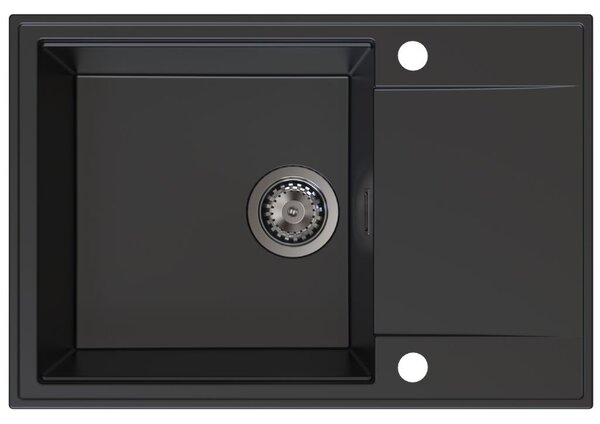 Sink Quality Sink55, kuchynský granitový drez 680x460x215 mm + grafitový sifón, čierna, SKQ-SINK.C.1KDO.XB