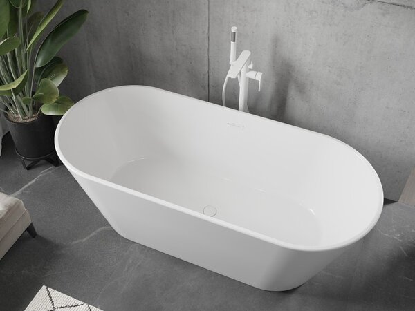 Mexen Flavia, voľne stojaca vaňa 150 x 75 cm, biela, biely prepad, 54031507500-20