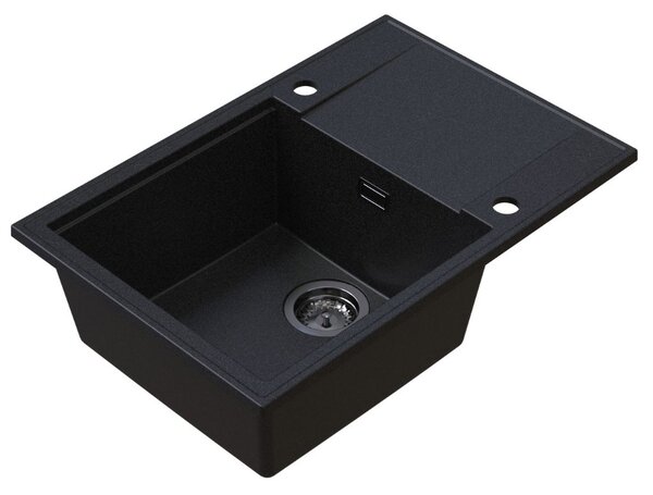 Sink Quality Sink55, kuchynský granitový drez 680x460x215 mm + grafitový sifón, grafitová, SKQ-SINK.G.1KDO.XB