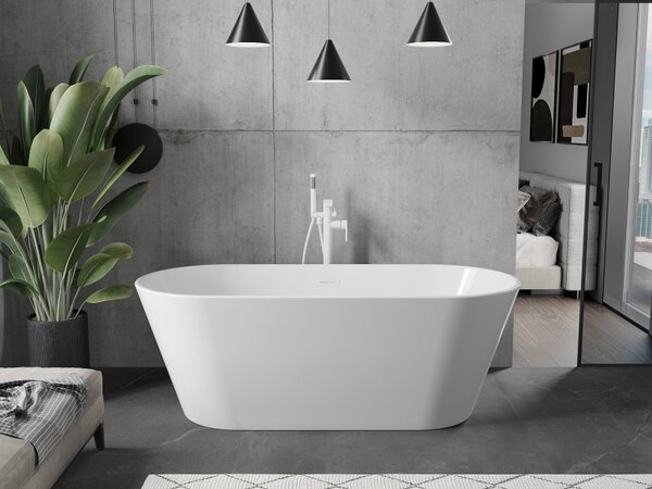 Mexen Flavia, voľne stojaca vaňa 150 x 75 cm, biela, biely prepad, 54031507500-20