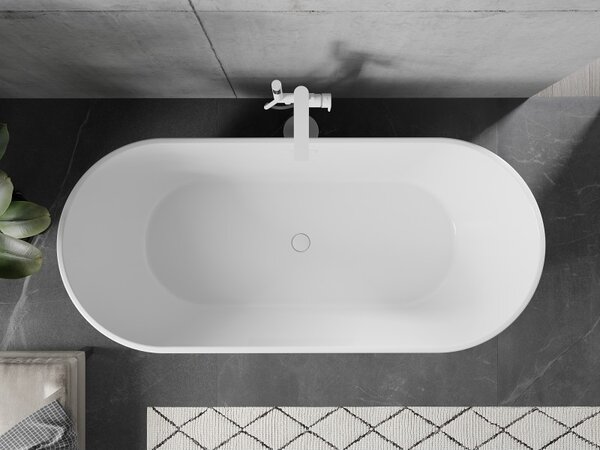 Mexen Flavia, voľne stojaca vaňa 150 x 75 cm, biela, biely prepad, 54031507500-20