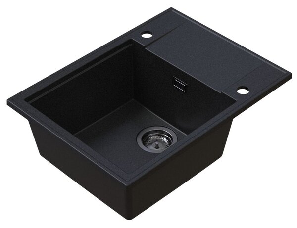 Sink Quality Sink55, kuchynský granitový drez 620x460x215 mm + grafitový sifón, grafitová, SKQ-SINK.G.1KKO.XB