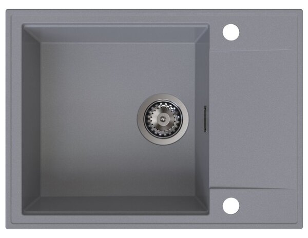 Sink Quality Sink55, kuchynský granitový drez 620x460x215 mm + grafitový sifón, šedá, SKQ-SINK.D.1KKO.XB