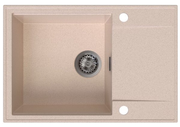 Sink Quality Sink55, kuchynský granitový drez 680x460x215 mm + grafitový sifón, béžová, SKQ-SINK.P.1KDO.XB