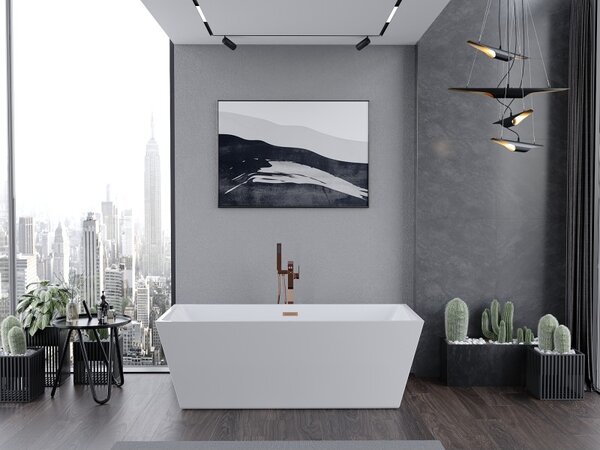 Mexen Lita, voľne stojaca vaňa 170 x 75 cm, biela, ružové zlato prepad, 52121707500-60