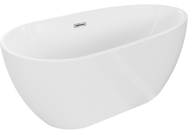 Mexen Eos, voľne stojaca vaňa 150 x 75 cm, biela, chrómový prepad, 52471507500-01