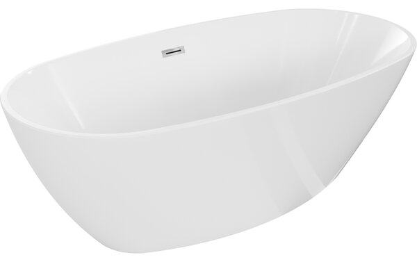 Mexen Eris, voľne stojaca vaňa 155 x 80 cm, biela, chrómový prepad, 53441558000-01