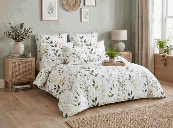 Sada obliečok z mikrovlákna FLORAMA biele + obliečka na vankúš 45 x 45 cm ZDARMA