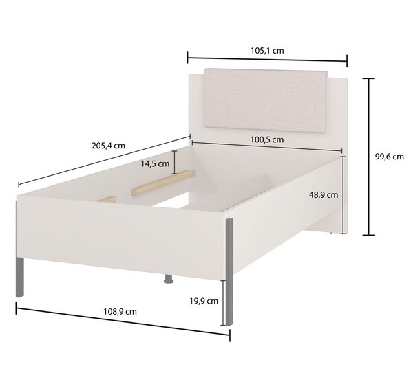 Jednolôžková posteľ 100x200 ADIS S - kašmír