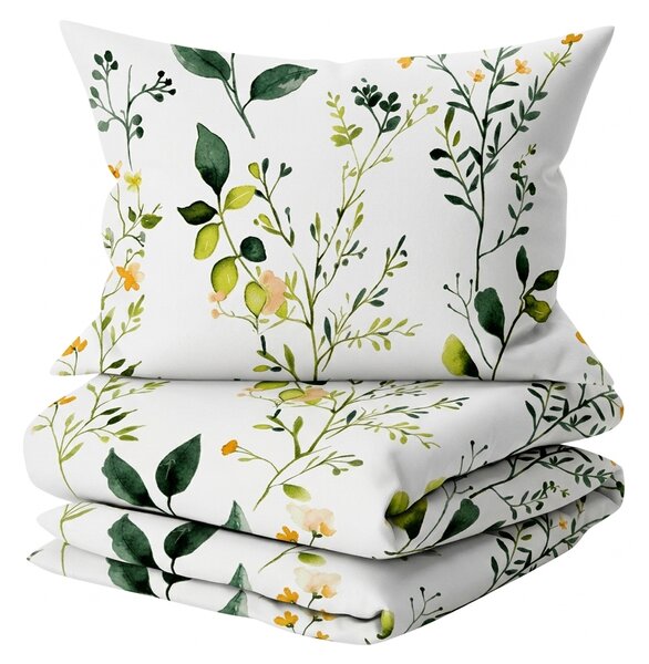 Sada obliečok z mikrovlákna FLORAMA biele + obliečka na vankúš 45 x 45 cm ZDARMA