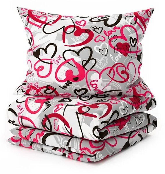 Sada obliečok z polybavlny STREET LOVE POLY sivé + obliečka na vankúš 50 x 70 cm ZDARMA