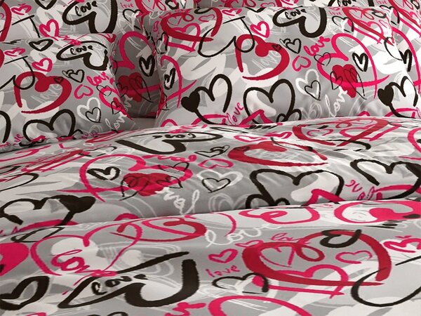 Sada obliečok z polybavlny STREET LOVE POLY sivé + obliečka na vankúš 50 x 70 cm ZDARMA