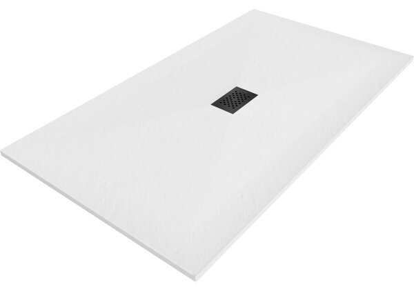 Mexen Hugo, obdĺžniková sprchová vanička SMC 150 x 100 cm, biela, čierna krytka, 42101015-B