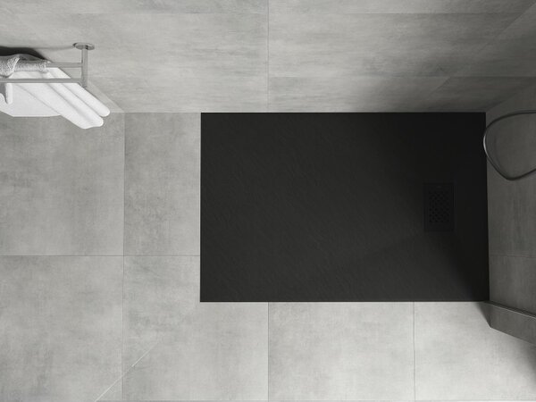 Mexen Hugo, obdĺžniková sprchová vanička SMC 130 x 80 cm, čierna, čierna krytka, 42708013-B