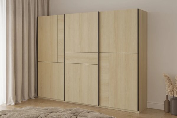 Šatníková skriňa 270 cm DEVORAH s posuvnými dverami - dub