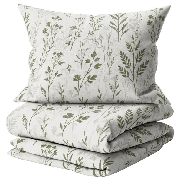 Sada obliečok z Renforcé bavlny LEAFORA biele + obliečka na vankúš 40 x 45 cm ZDARMA