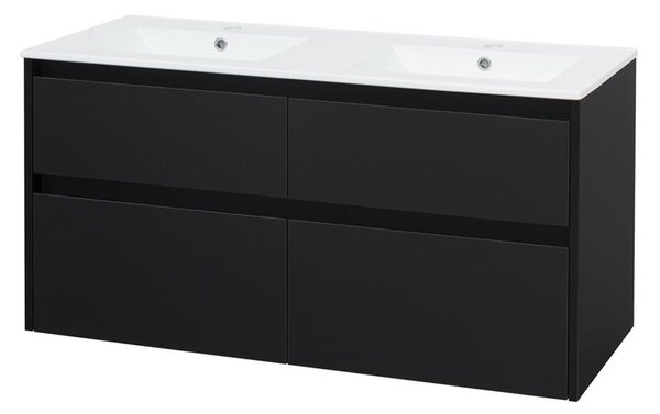 Mereo Mereo, Opto, kúpeľňová skrinka s keramickým umývadlom 121 cm, čierna matná, MER-CN943