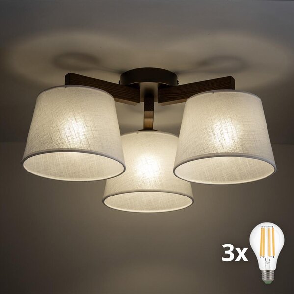 BRILAGI - LED Prisadený luster LATTE 3xE27/15W/230V borovica/béžová