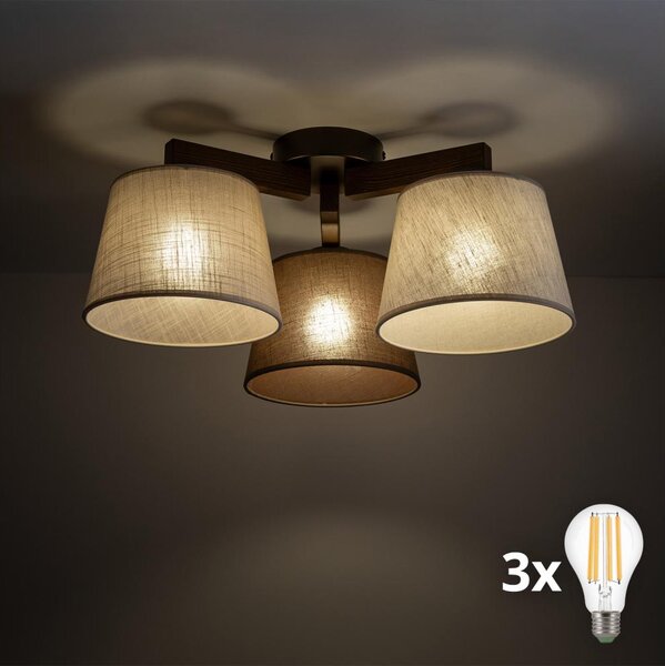 BRILAGI - LED Prisadený luster LATTE 3xE27/15W/230V borovica/mix