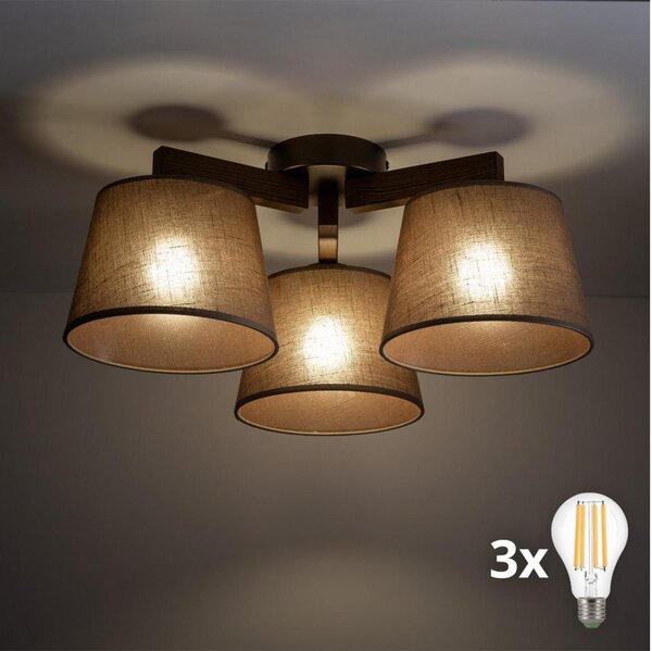 BRILAGI - LED Prisadený luster LATTE 3xE27/15W/230V borovica/hnedá