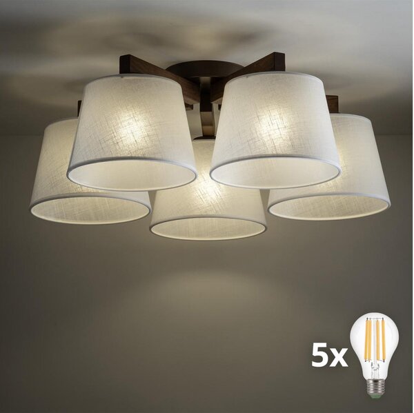 BRILAGI - LED Prisadený luster LATTE 5xE27/15W/230V borovica/biela
