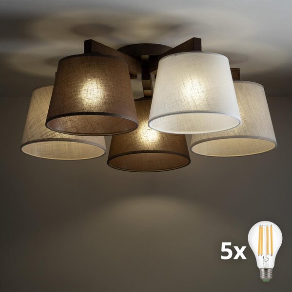 BRILAGI - LED Prisadený luster LATTE 5xE27/15W/230V borovica/mix