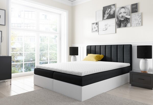 Čalúnená posteľ VIGO + topper, 200x200, inari 100/biela eko