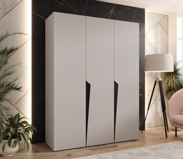 Elegantná šatníková skriňa 150 cm SORAYA 1 - kašmír / čierne úchyty