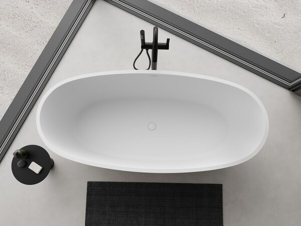 Mexen Torino, voľne stojaca vaňa z konglomerátu 155x78 cm, biela matná, 57271557800