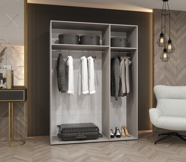 Elegantná skriňa 150 cm SORAYA 2 so zrkadlom - kašmír / čierne úchyty