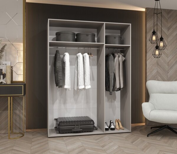 Elegantná zrkadlová skriňa 150 cm SORAYA 3 - kašmír / čierne úchyty