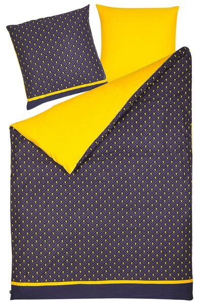 Posteľné obliečky modrá žltá fialová bavlna satén 155 x 220 cm geometrický vzor chevron moderný štýl spálňa