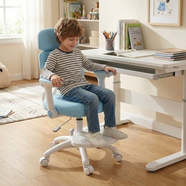Detská rastúca stolička Neoseat KIDDY THREE — látka, prateľný poťah, modrá