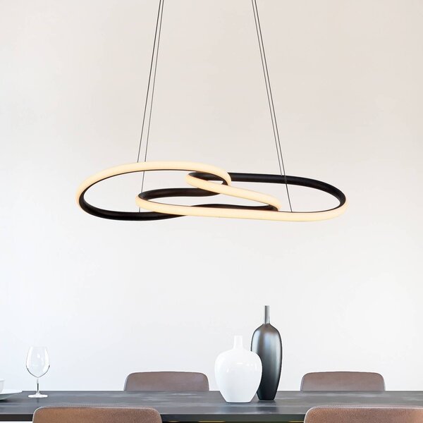 LED závesné svietidlo TWIST, čierna, dĺžka 76 cm, kovová, Switchdim, Čierna, Obývacia izba / jedáleň, Hliník, Moderný, Závesné svietidlo
