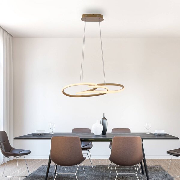 LED závesné svietidlo TWIST, béžové, dĺžka 76 cm, kovové, Switchdim, Krémová / jantárovo žltá, Obývacia izba / jedáleň, Hliník, Moderný, Závesné svietidlo