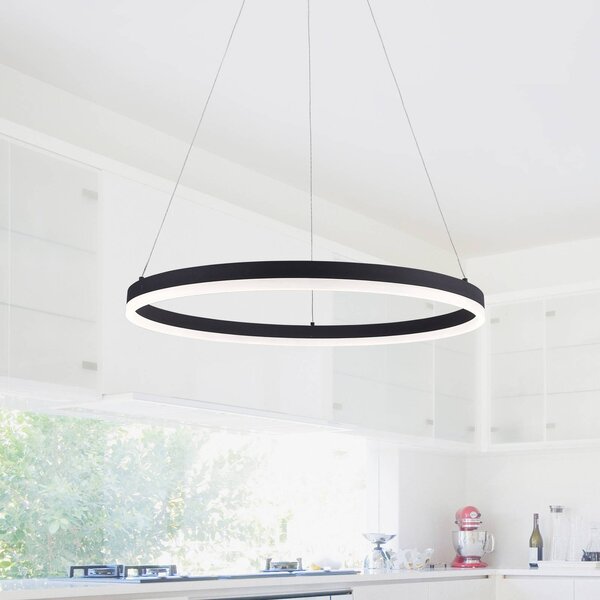 LED závesné svietidlo TITUS, antracitová farba, Ø 60 cm, kovové, Switchdim, Čierna, Obývacia izba / jedáleň, Hliník, Moderný, Závesné svietidlo