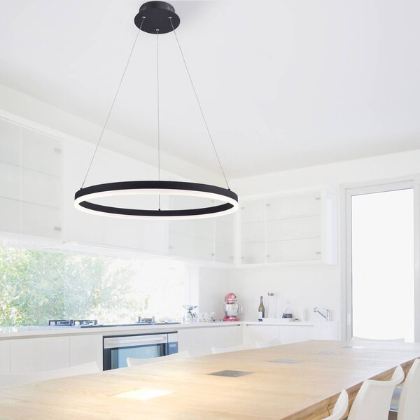 LED závesné svietidlo TITUS, antracitová farba, Ø 60 cm, kovové, Switchdim, Čierna, Obývacia izba / jedáleň, Hliník, Moderný, Závesné svietidlo