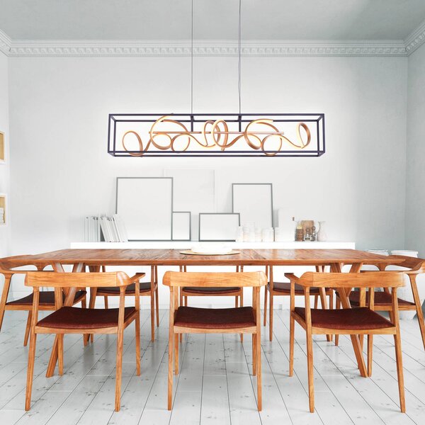 LED závesné svietidlo SELINA, čierna/zlatá, dĺžka 110 cm, s funkciou Switchdim, Čierna, Obývacia izba / jedáleň, Hliník, Moderný, Závesné svietidlo