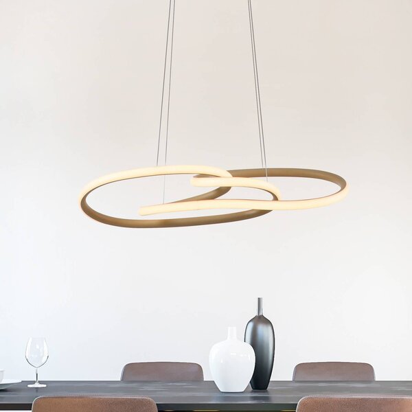 LED závesné svietidlo TWIST, béžové, dĺžka 76 cm, kovové, Switchdim, Krémová / jantárovo žltá, Obývacia izba / jedáleň, Hliník, Moderný, Závesné svietidlo
