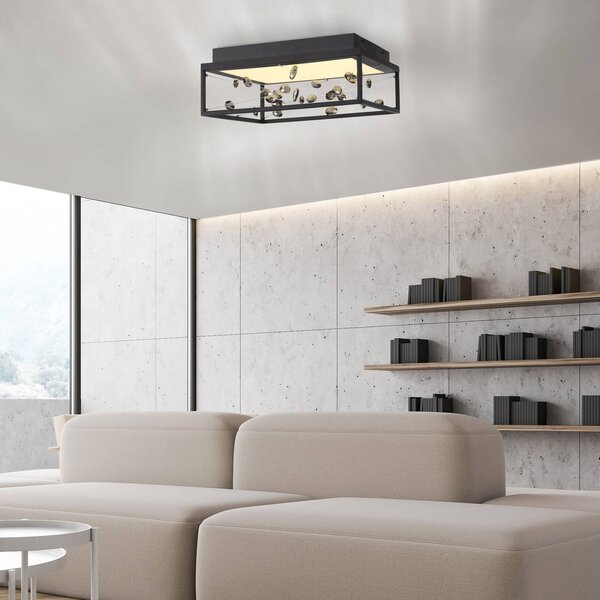 Stropné LED svetlo SKINA, čierne, 40 cm, stmievateľné, s diaľkovým, Čierna, Obývacia izba / jedáleň, kov, Moderný, Stropné svetlo