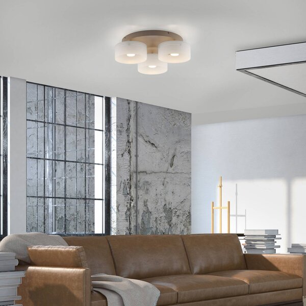 Stropné LED svetlo MARIKA béžové/biele 40 cm, 3-pl. sklenené, s Switchdim, Krémová / jantárovo žltá, Obývacia izba / jedáleň, Sklo, Moderný, Závesné svietidlo