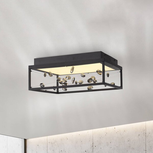 Stropné LED svetlo SKINA, čierne, 40 cm, stmievateľné, s diaľkovým, Čierna, Obývacia izba / jedáleň, kov, Moderný, Stropné svetlo